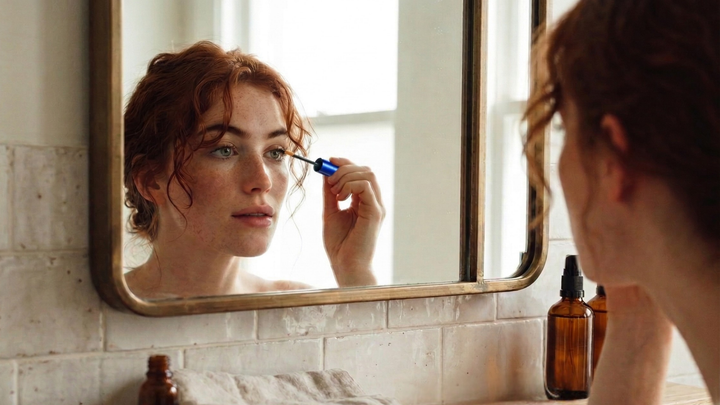 woman applying gentle lash serum along lash line for sensitive eyes