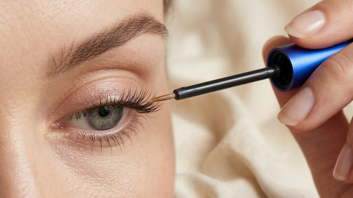 woman applying lash serum to upper lash line for longer healthier lashes