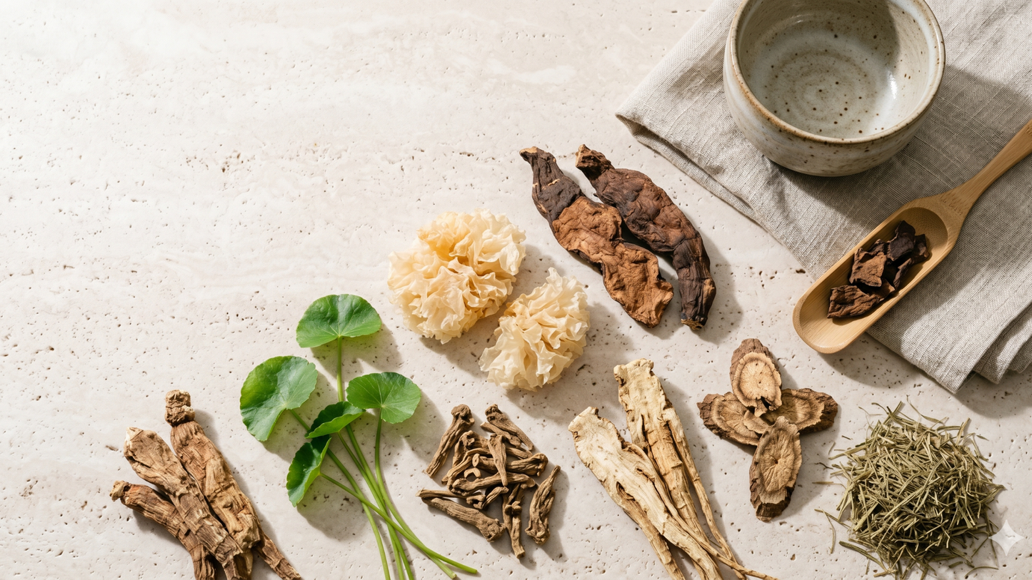 adaptogenic herbs and traditional chinese medicine ingredients used in modern beauty products